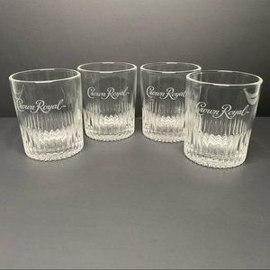 New Crown Royal Whiskey Liquor Limited Edition 5oz. Etched Glass Cups Set of 4